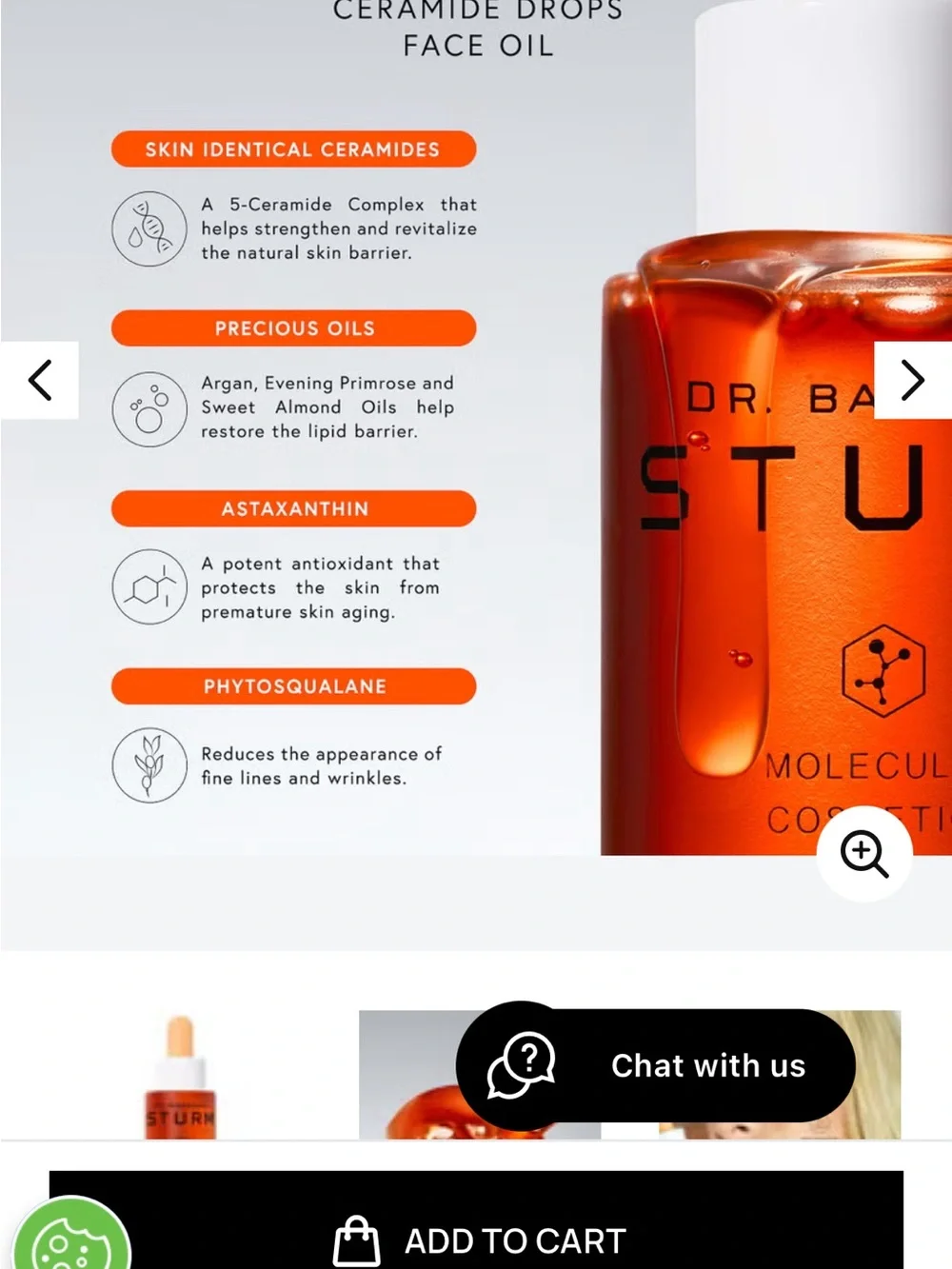 Nwt Dr. Barbara Sturm Ceramide Drops Face Oil — Orange